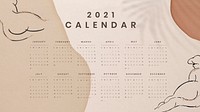 Calendar 2021 printable template vector monthly set abstract feminine background