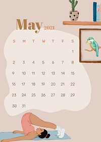 Calendar 2021 May printable agenda hand drawn lifestyle