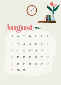 2021 calendar August printable agenda hand drawn lifestyle