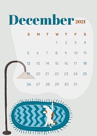 Calendar 2021 December printable agenda hand drawn lifestyle