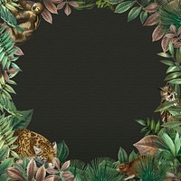 Jungle round frame psd with design space  black background