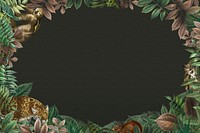 Jungle oval frame with design space black background