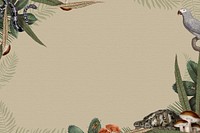 Jungle animals frame with design space  on beige background