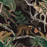 Animal seamless pattern jungle background illustration