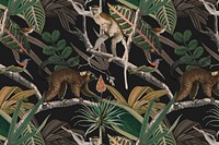 Jungle pattern background vector wild animals