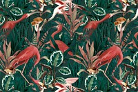 Flamingo pattern background jungle illustration