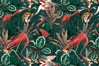 Flamingo pattern background psd jungle illustration