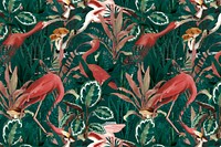 Flamingo pattern background vector jungle illustration