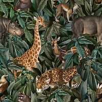 Animal seamless pattern jungle background illustration