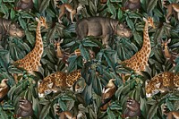 Jungle pattern background wild animals illustration