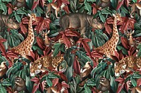 Jungle pattern background psd wild animals