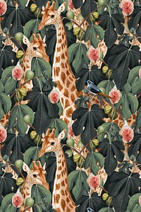 Giraffe pattern background psd in the jungle
