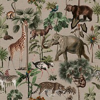 Jungle animal seamless pattern psd background