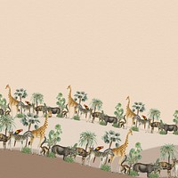 Animal pattern border psd frame with design space on beige background