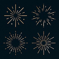 Glittery new year firework psd set