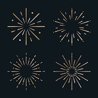 Glittery festive gold fireworks vector