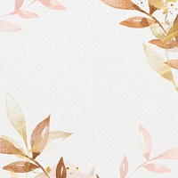 Watercolor leaf frame background psd for social media post