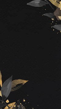 Gold leaf phone wallpaper vector black background