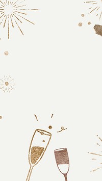 Glittery champagne phone wallpaper vector festive background