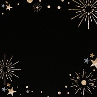 New year firework psd festive frame black background