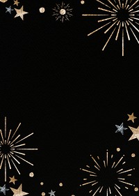 Firework festive invitation card psd black background