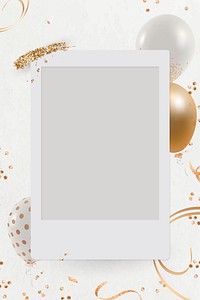 Festive instant photo frame vector festive balloon background