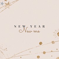 Glittery new year editable template vector social media post