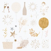 Luxury festive gold element psd set