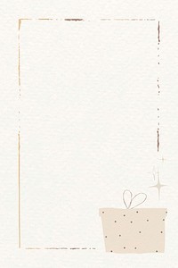 Festive gift gold frame vector plain beige background