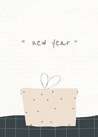 New year editable greeting card template psd gift box background