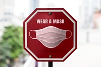 Wear a mask psd street sign board