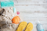 Summer vacation psd in the new normal flatlay background