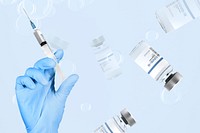 Hand  holding psd syringe and vaccine vial