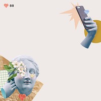 Selfie goddess statue psd border social media collage with design space