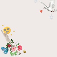 Social media floral border vector with love birds remixed media