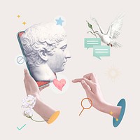 Online dating matching vector Greek god statue aesthetic social media post