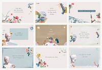 Aesthetic love quotes vector template remixed media set compatible with AI