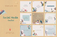 Aesthetic love quotes vector template remixed media set compatible with AI