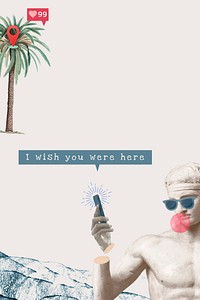 Love quote aesthetic vector I wish you were here social media banner