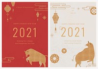 Chinese New Year psd 2021 editable greeting cards set