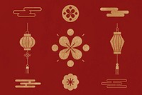 Chinese New Year fireworks psd gold design elements collection