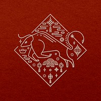 Chinese Ox Year psd gold design element