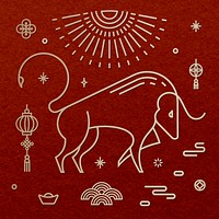 2021 Chinese New Year psd Ox gold illustration collection