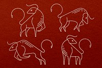 Lunar New Year 2021 psd Ox gold stickers collec