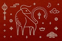 Lunar New Year 2021 psd Ox gold stickers collection