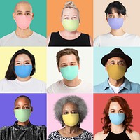 People wearing mask mockup psd Covid-19 face closeup photoshoot set