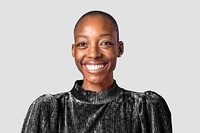 Smiley African American woman closeup portrait studio shoot