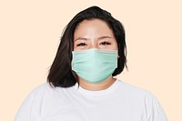 Woman wearing mask psd mockup new normal lifestyle studio shoot
