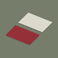 Blank business cards for corporate identity design in red and beige tone front and rear view