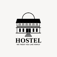 Editable hotel logo psd business corporate identity with hostel text